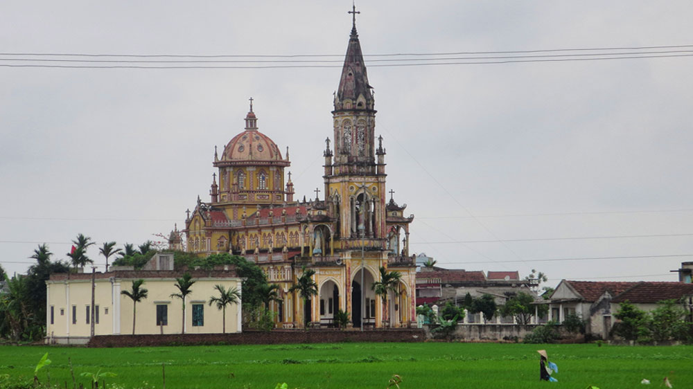 The beautifully strange church-and-paddy landscape of Nam Dinh, Vietnam.